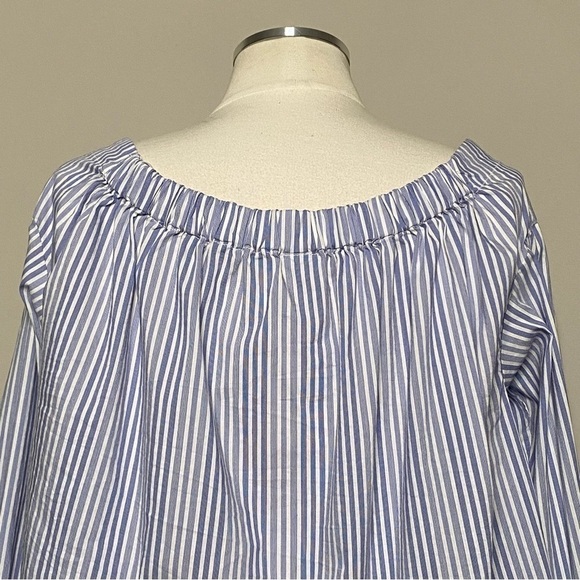 Free People March To The Beat Off The Shoulder Striped Button Down Blouse, Large - Picture 11 of 13